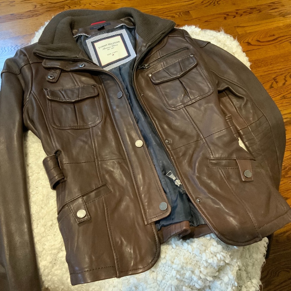 Brown leather jacket